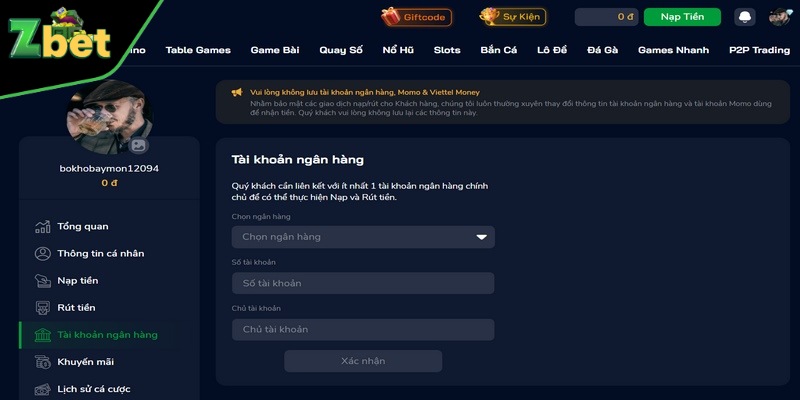 Liên kết ngân hàng chính chủ để đảm bảo an toàn